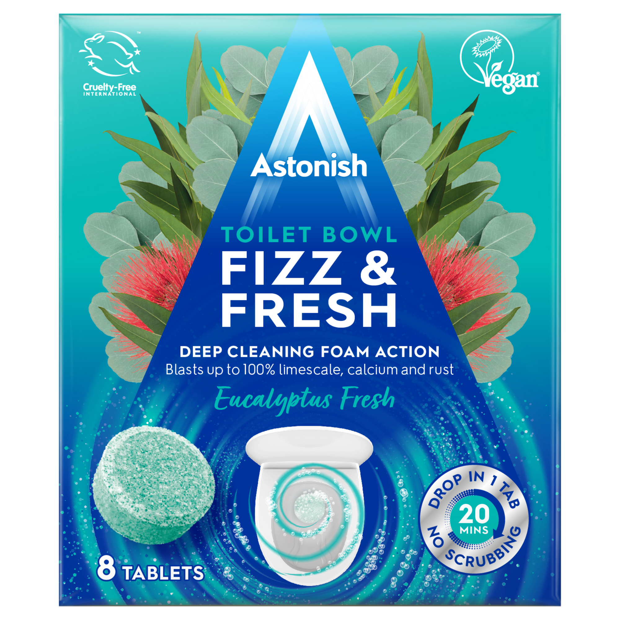 Astonish Toilet Bowl Fizz & Fresh Tabs - Eucalyptus Fresh (8 pack)