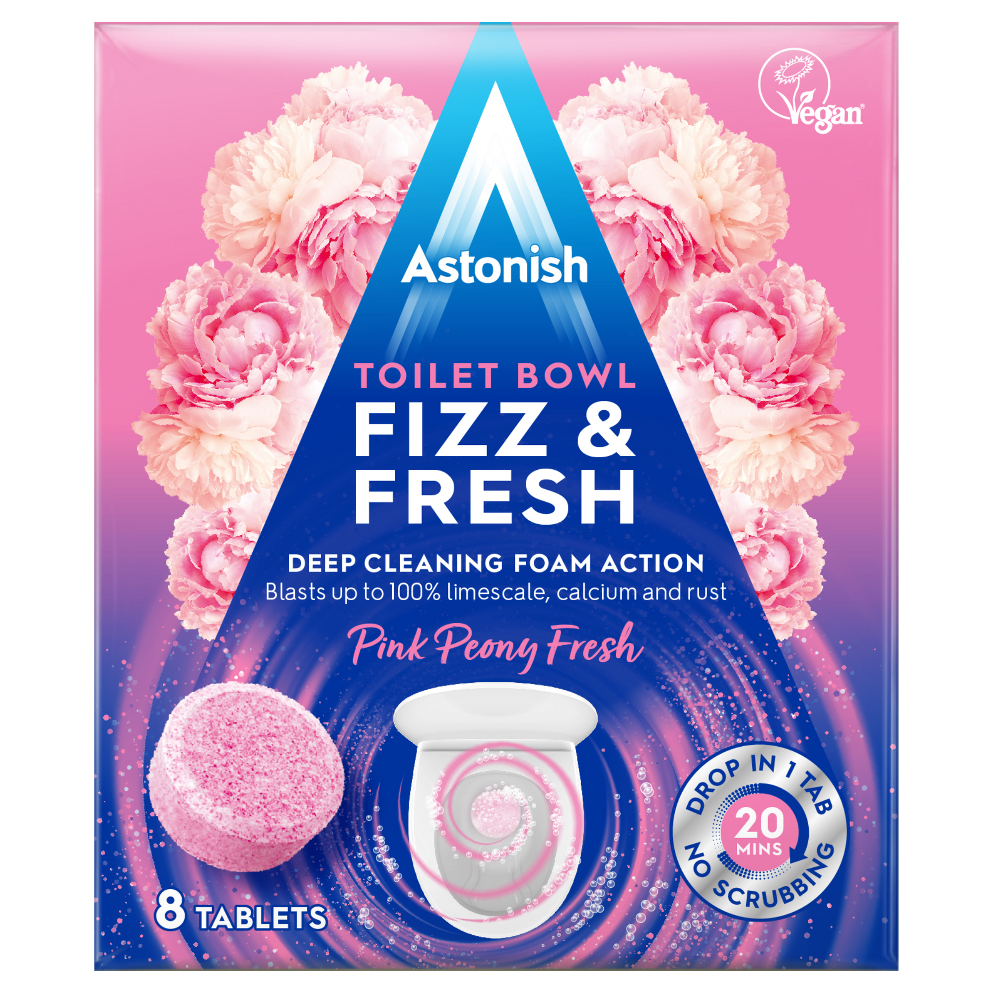 Astonish Toilet Bowl Fizz & Fresh Tabs - Pink Peony Fresh (8 pack)