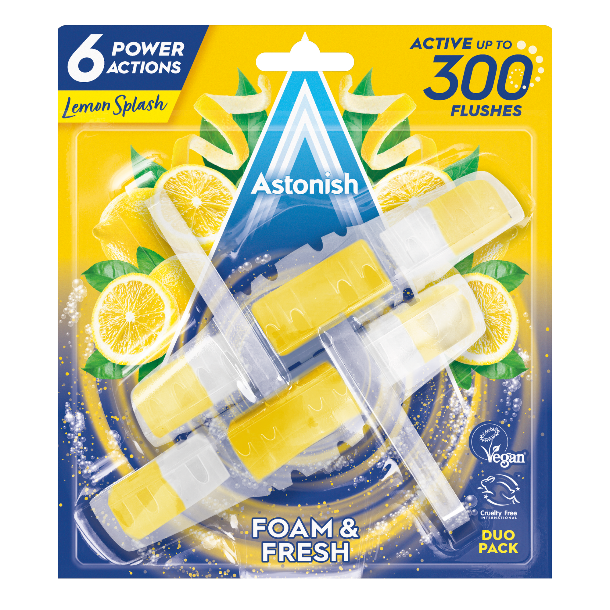 Astonish Foam & Fresh Toilet Blocks - Lemon Splash (2 Pack)