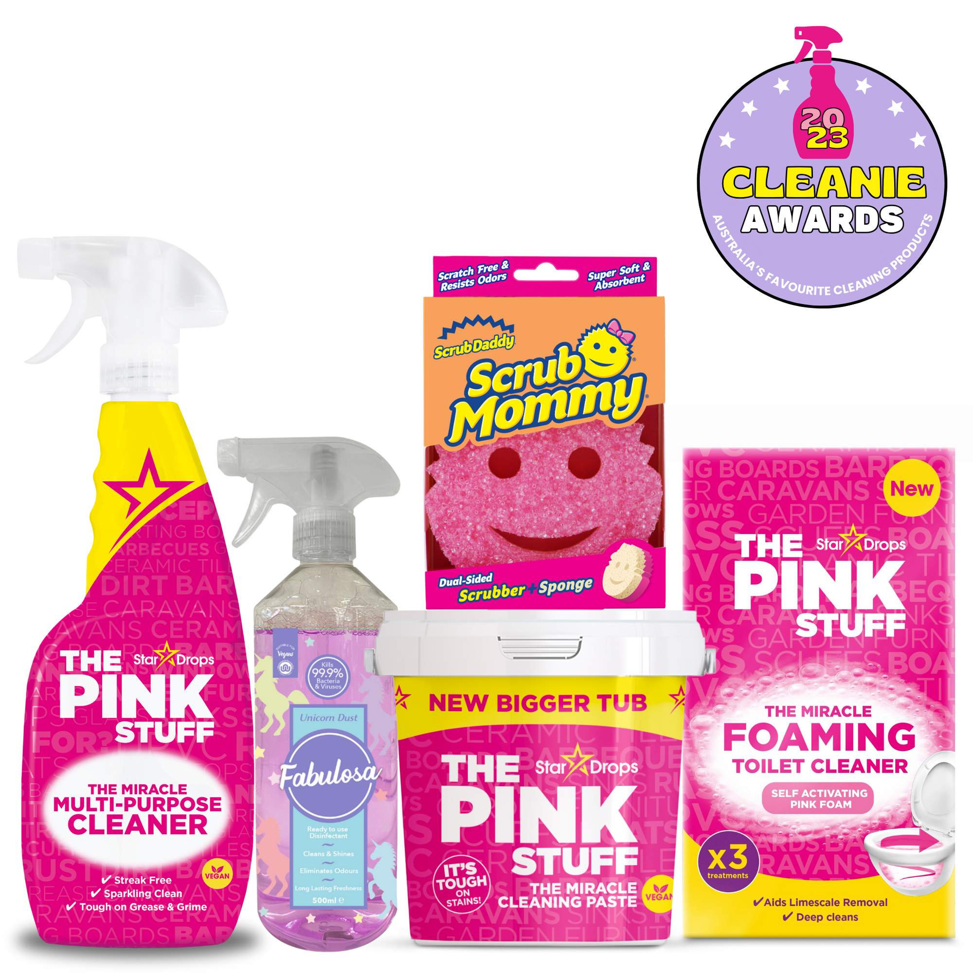 SCRUB DADDY SCRUBBER SPONGE PINK STUFF MIRACLE CLEANER PASTE SPRAY MINKY M  CLOTH